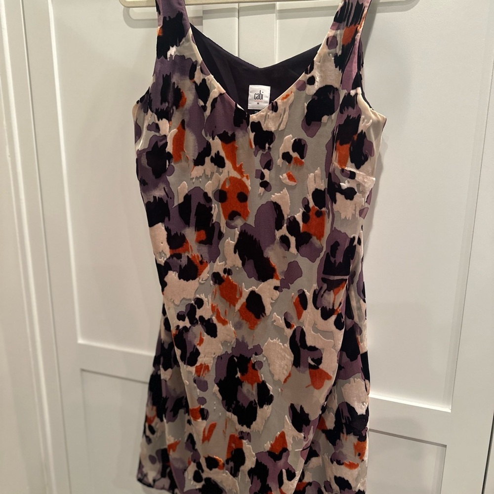 Cabi Radiant Velvet Burnout Dress-Purple-adjustable straps-Sz Med Whimsigoth - Picture 5 of 6